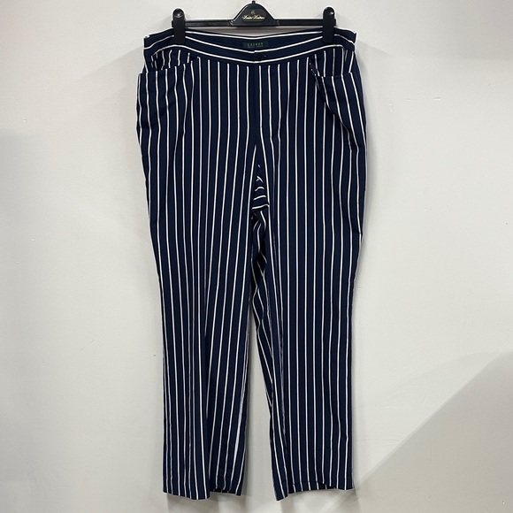 Lauren Ralph Lauren Pants - Lauren Ralph Lauren Navy and White Striped Wide Leg Pants 16W